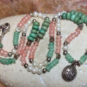 Sundance Jewelry Sterling Silver Turquoise Quartz Crystal Pearl Necklace